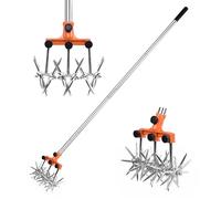 BARAYSTUS Coltivatore rotante da giardino con pali in acciaio inox, regolabile, per miscelare il terreno o riseminare, lunghezza totale 145 cm.