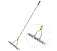 BARAYSTUS Rastrello per paglia da 38,5 cm di larghezza, per la pulizia dell'erba morta, efficiente erba in acciaio con manico in acciaio inossidabile, allentamento del terreno lungo 147 cm (JDUS1145)