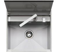 Barazza Lavello una vasca LAB COVER 1LLB60 finitura inox satinato da 57x51 cm Con coperchio e miscelatore - IN PROMOZIONE FINO AL 8/08