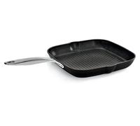 Barazzoni Black Titan Pro, Grill 28 * 28cm, Manico in acciaio rivettato, Antiaderente Titan Pro (5 strati). Adatto ad induzione, Made in Italy