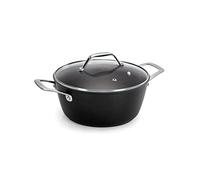 Barazzoni Black Titan Pro, Casseruola ø24cm con coperchio in vetro, Manico in acciaio rivettato, Antiaderente Titan Pro (5 Strati). Made in Italy