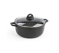 Barazzoni Le Cotture Speciali Casseruola Due Manici con Coperchio, Alluminio Pressofuso, Nero, 28 cm