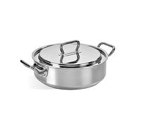 Barazzoni Professionale, Casseruola bassa con paletta Ø 28 cm, acciaio inox 18/10, capacità 4,50 l, induzione, made in Italy