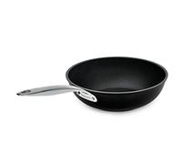 Barazzoni Black Titan Pro, Wok ø28cm, Manico in acciaio rivettato, Antiaderente Titan Pro (5 strati). Adatto ad induzione. Made in Italy