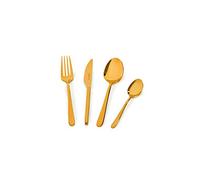 Barazzoni, Set di Posate da Tavola Malachite Oro, Monoblocco in acciaio inox 18/10, per 6 persone, 24 pezzi: 6 forchette, 6 cucchiai, 6 coltelli, 6 cucchiaini da tè