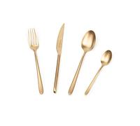 Barazzoni, Set di Posate da Tavola Malachite Oro, Versione Satinata, Monoblocco in acciaio inox 18/10, per 6 persone, 24 pezzi: 6 forchette, 6 cucchiai, 6 coltelli, 6 cucchiaini da tè