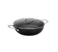 Barazzoni Black Titan Pro, Tegame ø32cm con coperchio in vetro, Manico in acciaio rivettato, Antiaderente Titan Pro (5 Strati). Adatta ad induzione. Made in Italy