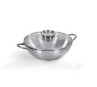 Wok acciaio inox 18/10, ø28cm, capacità 3.75lt, coperchio con polomo aroma, Made in Italy