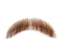 Barba 4x1'' Capelli umani leggeri con rete invisibile, Baffi realistici Manubrio Baffi virili e delicati sulla pelle per uomo Donna Costume cosplay di Halloween, Marrone.