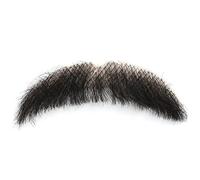 Barba 4x1'' Capelli Umani Leggeri con Rete Invisibile, Baffi Realistici Manubrio Spessi Baffi Virili Delicati sulla Pelle per Uomo Donna Costume Cosplay di Halloween, Nero..