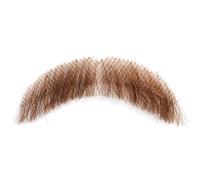 Barba 4x1'' Capelli Umani Leggeri con Rete Invisibile, Baffi Realistici Manubrio Spessi Baffi Virili Delicati sulla Pelle per Uomo Donna Costume Cosplay di Halloween, Marrone..