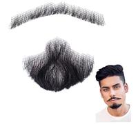 Barba Capelli umani Barba realistica Baffi Capelli invisibili per il viso Costume Pizzo per uomo Vestirsi Costume cosplay di Halloween Stile festa 3, Realistico