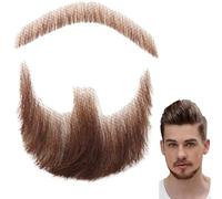 Barba Capelli umani Barba realistica Baffi Capelli invisibili per il viso Costume Pizzo per uomo Vestirsi Halloween Costume cosplay Festa Marrone, Realistico