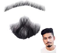 Barba Capelli umani Barba realistica Baffi Capelli invisibili per il viso Costume Pizzo per uomo Vestirsi Costume cosplay di Halloween Stile festa 3, Decor
