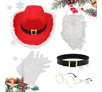 Barba di Babbo Natale, Cappello da cowboy di Babbo Natale - Spettacolo per bambini per Natale | Abbigliamento natalizio, 5 per spettacoli per bambini, fornitura di costumi natalizi, costumi