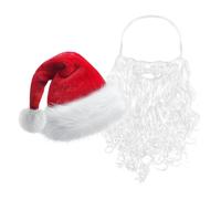 Barba e cappello da Babbo Natale,Barba e cappello da Babbo Natale, per costumi di Babbo Natale di Natale - Cappello da Babbo Natale con barba per adulti Donna Uomo Cappello da Babbo Natale Se