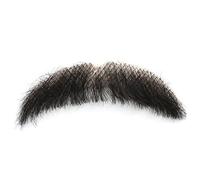 Barba finta 4x1 '' baffi finti baffi realistici capelli umani leggeri con mesh invisibile, manubrio realistico manubrio manubrio spesso baffi a misura di pelle per uomo costume da cosplay, nero