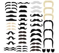 Barba Finta,Baffi Finti,Baffi Finti Uomo,48 Pcs La Barba Modello Di Acconciatura,Barba Modello Di Acconciatura,Costume Da Hippie,Accessori Disco Anni '70,Accessori Cosplay,Accessori Anni 70 Disco