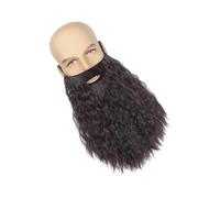 Barba lunga e riccia mago con fascia elastica novità trattamenti per il viso capelli Halloween barba finta baffi per cosplay forniture per feste divertenti costume baffi di Halloween