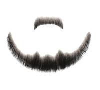 Barba per uomo, Barba realistica con capelli umani, Baffi invisibili, Costume in pizzo nero per la festa in costume cosplay di Halloween..