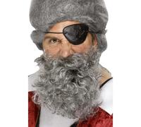 Barba Pirata Grigia Argento Buccaniere Capitano Riccia Costume Da Adulto