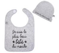 BARBACADO Set bavaglino e berretto per bambini "Sono il bambino più bello del mondo"