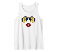 Barbados Flag Summer Girl Lips Kiss National Sunglasses Day Canotta