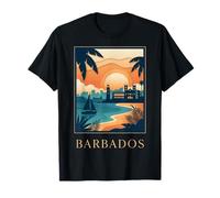 Barbados Isola dei Caraibi Vintage Retro Travel Art Maglietta