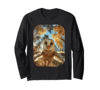 Barbagianni Selfie Foglie Autunno Foresta Estetica Autunno Anim Maglia a Manica