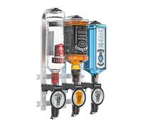 Barbarian - Staffa a parete con dispenser ottico per 3/4/6 bottiglie di liquore o vino capovolte, per angolo bar domestico, con misuratore di bevande alcoliche