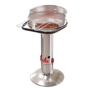 Barbecook Loewy 50 Barbecue a Carbone con Protezione Antivento, Barbecue Rotondo con QuickStart e QuickStop, Regolabile in 3 Posizioni, Acciaio Inossidabile, griglia di Ø 47,5 cm