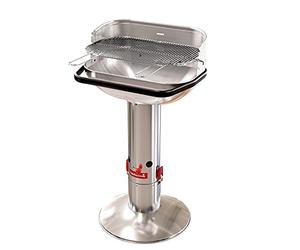 Barbecook Loewy 55 Barbecue a carbone con protezione antivento, barbecue a carbone con QuickStart e QuickStop, regolabile in 3 posizioni, acciaio inossidabile, griglia di 55 x 33 cm