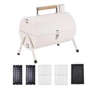 Barbecue a barile a carbone, antiscivolo, antiaderente, ventilato | Barbecue affumicatore con manico per esterni, giardino, patio, veranda, giardino, campeggio, picnic, appartamento, casa