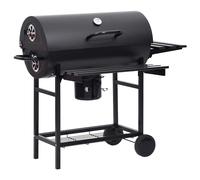 vidaXL Grillwagen mit Rädern und Ablagen Schwarz Stahl 115x85x95 cm
