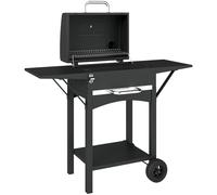Barbecue a Carbone 110x46,5x101 cm con 2 Ripiani Laterali Termometro Coperchio