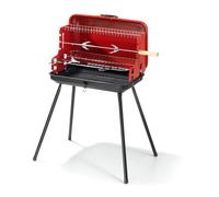 Barbecue a Carbone a Valigetta 28x46 Richiudibile in Acciaio con Griglia e Spied