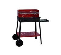 BARBECUE A LEGNA IN ACCIAIO CON RUOTE GRIGLIA REGOLABILE