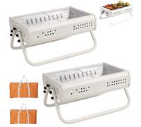 Barbecue A Carbone, Griglia Portatile Pieghevole, Stabile E Resistente, Adatta Per Barbecue, Frittura, Adatta Per Campeggio All'Aperto, Picnic,4-pcs