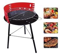 Barbecue a Carbone Tondo con Griglia di Cottura e Paravento 36 x 36 x 52H Cm BBQ Fair