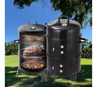 Barbecue a carbone verticale compatto, barbecue in acciaio a 3 strati con prese d'aria regolabili, design verticale senza fumo, perfetto per le riunioni di famiglia all'aperto.(A)