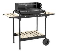 Barbecue a Carbonella 3 Ripiani e Vassoio 103x47x95 cm in Metallo Legno Nera
