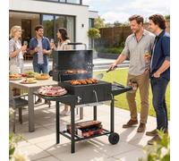 Barbecue a Carbonella Carbone da Esterno Rotelle 133.5x65x110 cm Nero VivaGarden