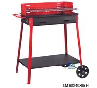 BARBECUE A CARBONELLA CM 60X40X85 H CON RUOTE GRIGLIA MANICO LATERALE ART 00465