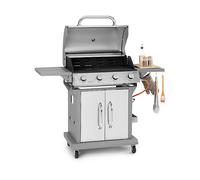 BARBECUE A CARBONELLA KLARSTEIN A GAS Lucifer 4 bruciatori con griglia in ghisa e termometro integrato, Gas, Potenza 14400 W, Griglia da 2700 cm², Argento, grigio