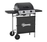 Barbecue a Gas 2 Fuochi 104x49x99 cm in Acciaio e Plastica PP Nero