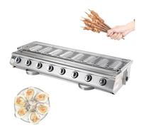 Barbecue a gas a 8 bruciatori, griglia da tavolo in acciaio inox, portatile, con altezza regolabile e vassoio per raccolta olio, per feste, campeggio, picnic