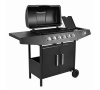 Barbecue a gas compatto con 6+1 bruciatori, barbecue a gas per pietre laviche, con bruciatore laterale, controlli indipendenti della temperatura, ampia area barbecue