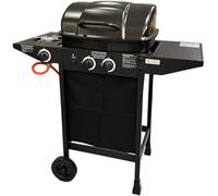 Barbecue a Gas con 2 Fuochi, Piano Laterale e Fornello, Griglia in Acciaio, a Pietra Lavica e Ruote per Trasporto Ideale per Giardino e Terrazzo