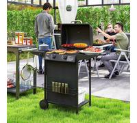 Barbecue a Gas con 3 Bruciatori Indipendenti e Coperchio con Termometro, 108x54x97 cm, Nero