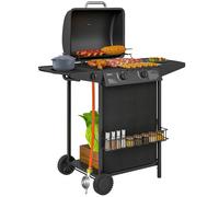 Barbecue A Gas Con 3 Bruciatori Indipendenti E Coperchio Con Termometro, 108x54x97 Cm, Nero